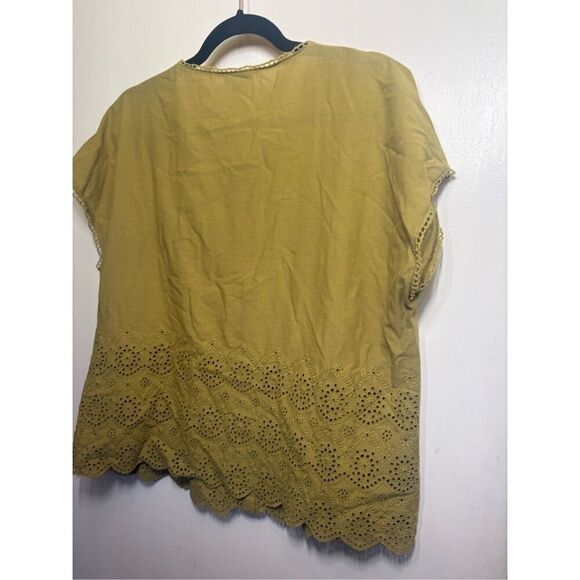 Sundance Boho eyelet green button front blouse size S - Picture 8 of 10